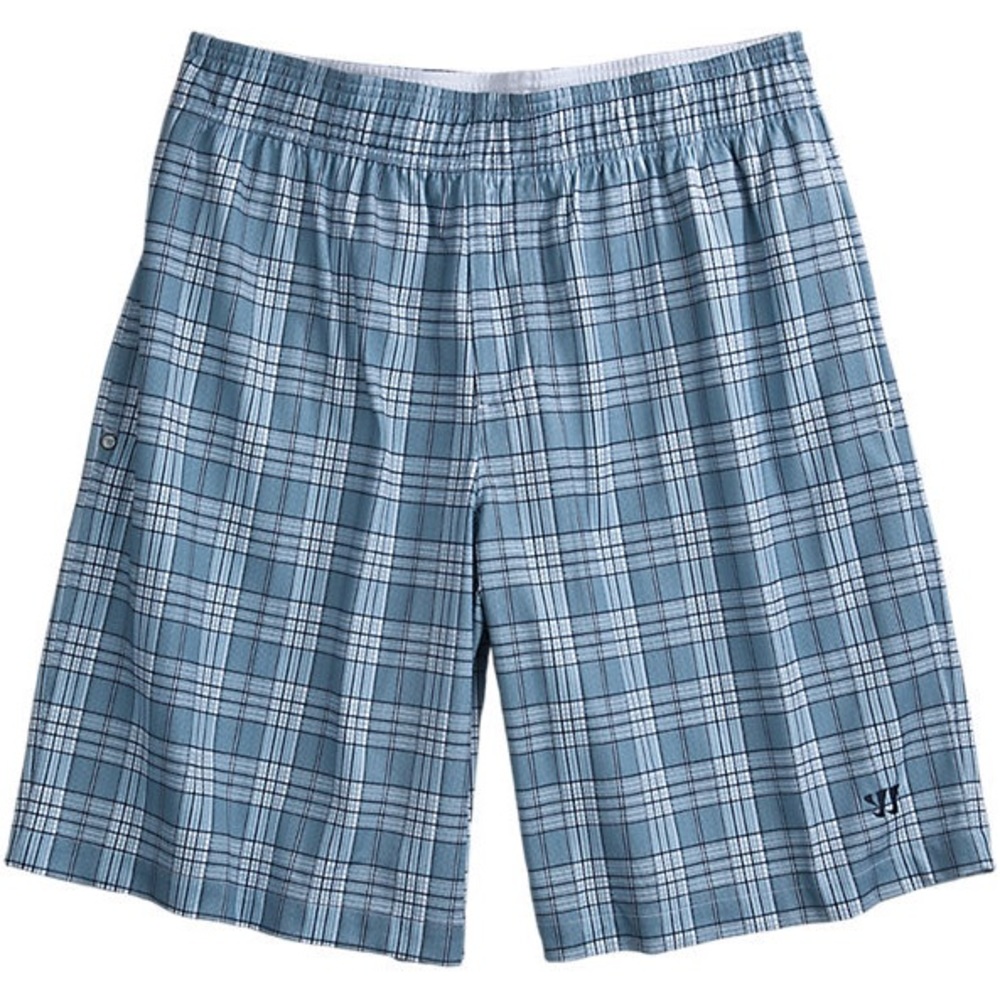 Warrior Lacrosse Shorts Mens Medium Lax Light Blue Navy White Black Plaid Summer